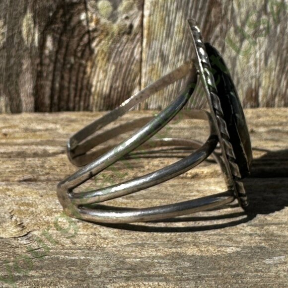 Huge Navajo Sterling Silver Cuff Bracelet Natural Green Brown Turquoise - Picture 2 of 6